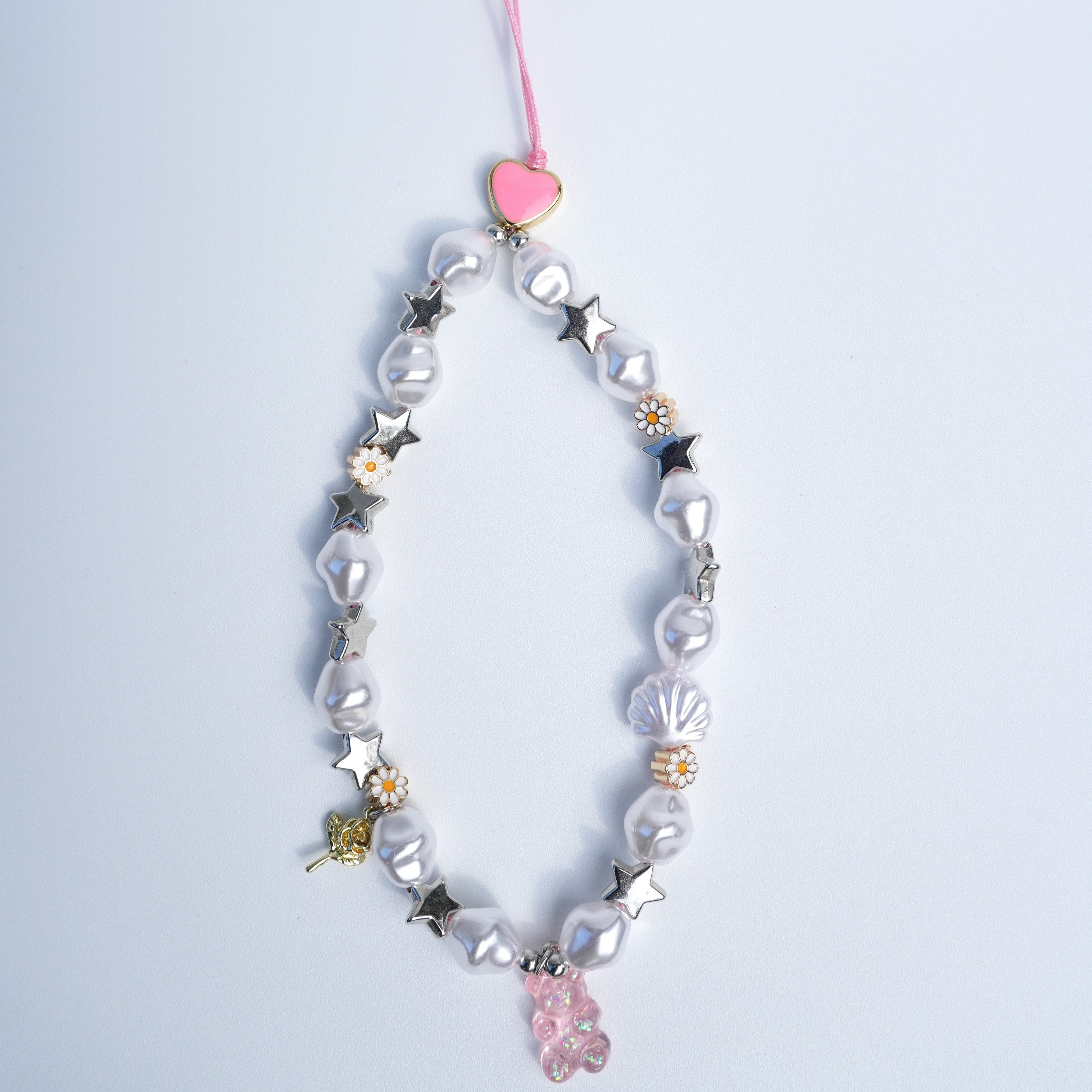 Pearl Daisy Teddy Phone Charm