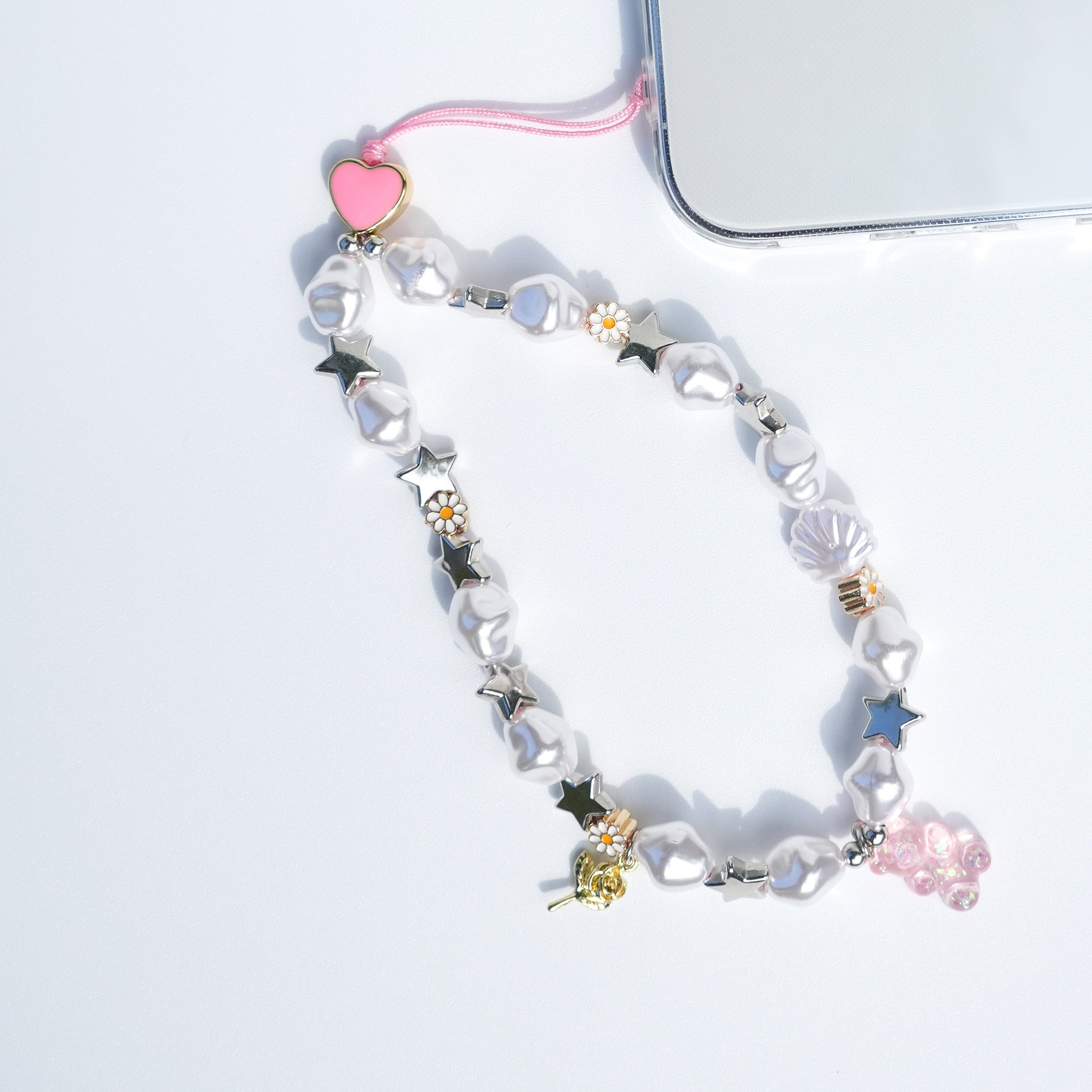 Pearl Daisy Teddy Phone Charm