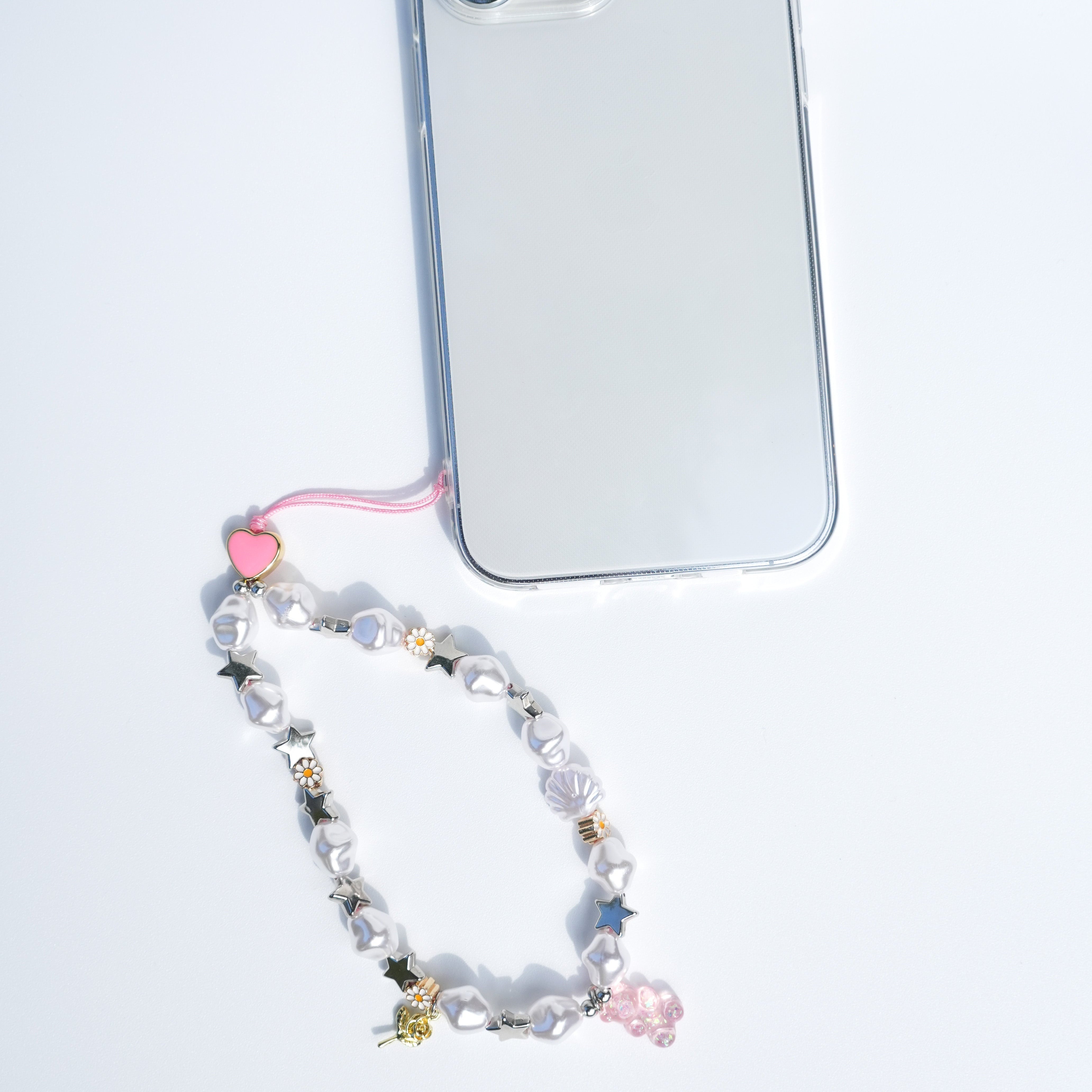 Pearl Daisy Teddy Phone Charm