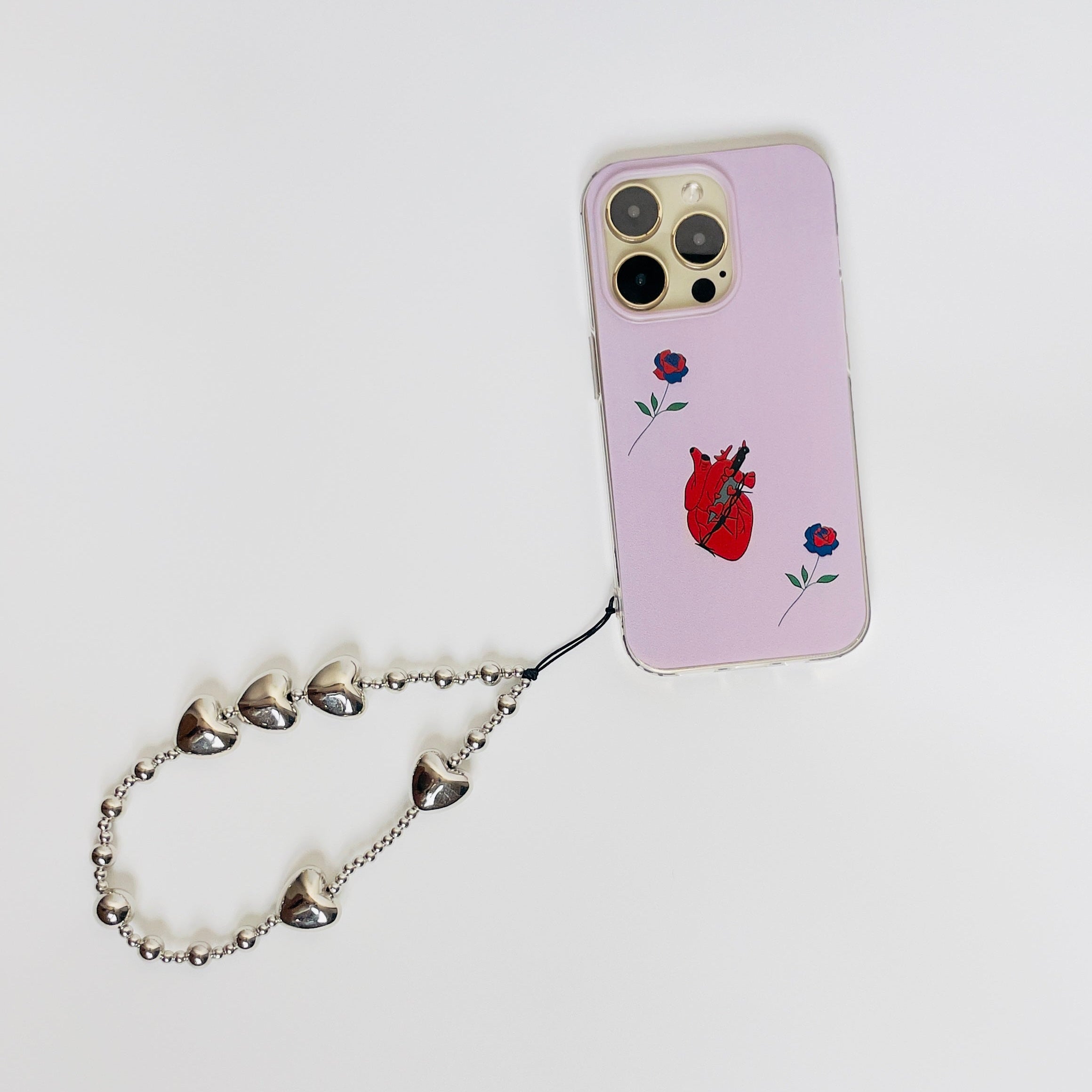 Silver Chrome Heart Phone Charm